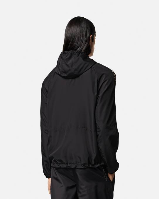 Versace ropa hombres chaqueta deportiva de nailon con Greca 6BPV1452 negro