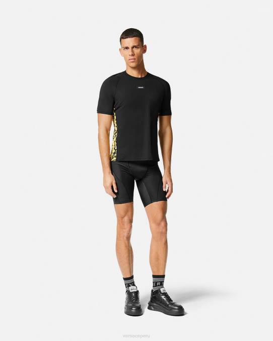 Versace ropa hombres pantalones cortos de ciclismo con greca 6BPV1456 negro