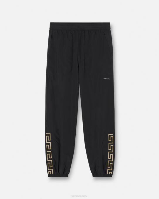 Versace ropa hombres pantalones deportivos con Greca de nailon 6BPV1453 negro