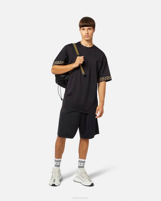 Versace ropa hombres top deportivo con greca 6BPV1454 negro