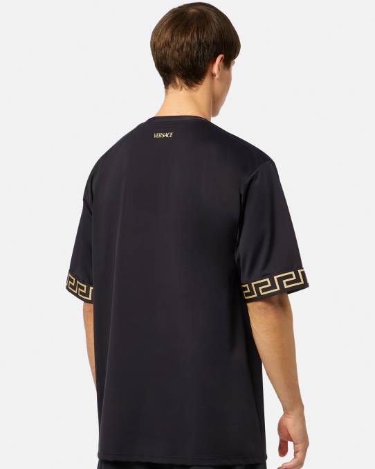 Versace ropa hombres top deportivo con greca 6BPV1454 negro