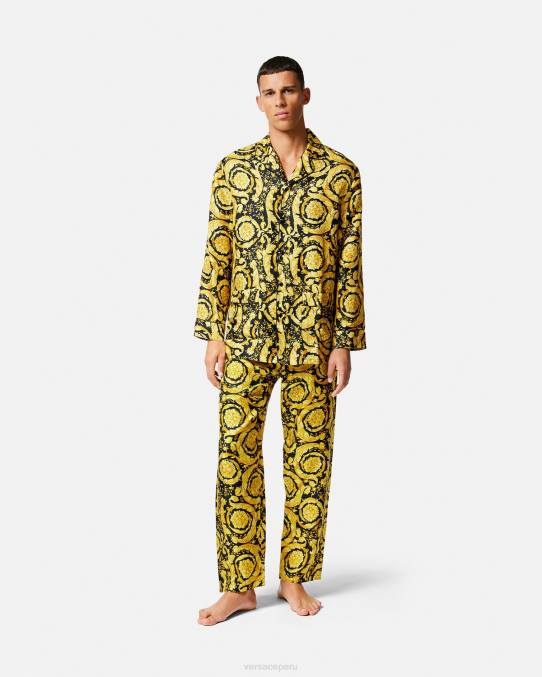 Versace ropa interior y ropa de playa hombres camisa de pijama de seda con estampado barroco 6BPV1735 imprimir