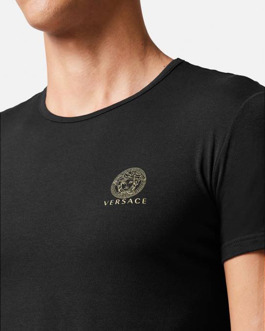 Versace ropa interior y ropa de playa hombres camiseta medusa 6BPV1732 negro