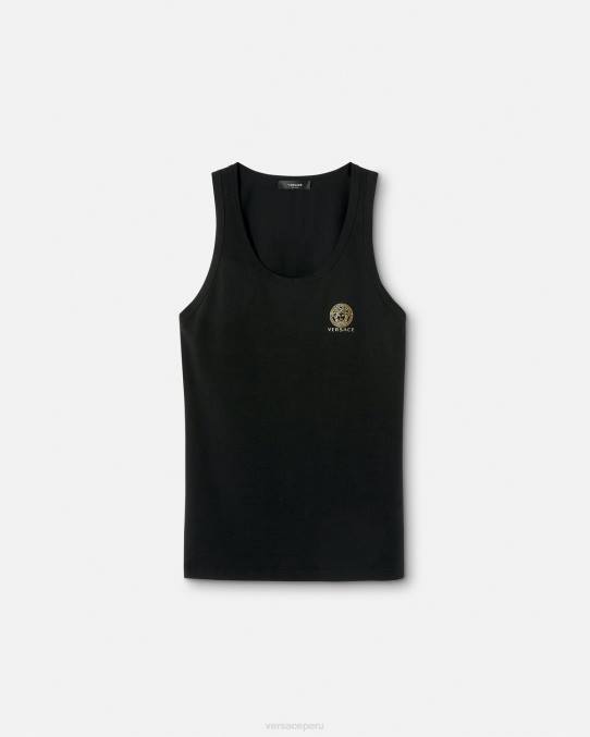 Versace ropa interior y ropa de playa hombres camiseta sin mangas con medusa 6BPV1734 negro