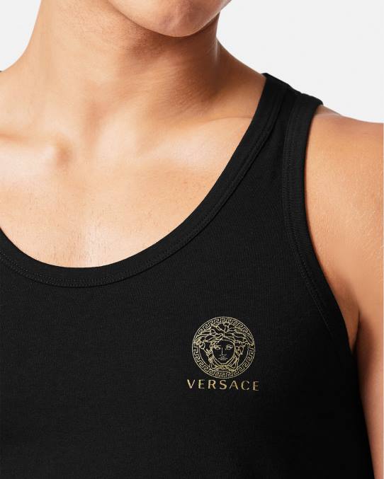Versace ropa interior y ropa de playa hombres camiseta sin mangas con medusa 6BPV1734 negro
