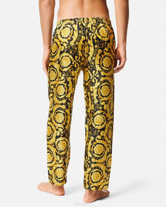 Versace ropa interior y ropa de playa hombres pantalones de pijama de seda con estampado barroco 6BPV1736 imprimir