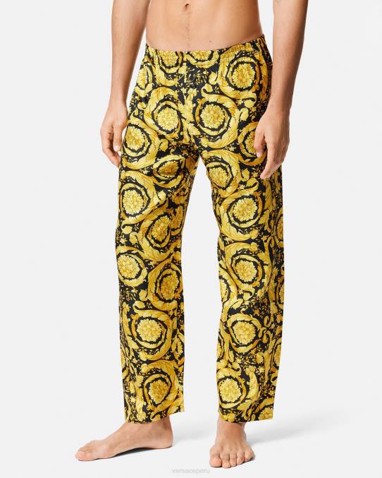 Versace ropa interior y ropa de playa hombres pantalones de pijama de seda con estampado barroco 6BPV1736 imprimir
