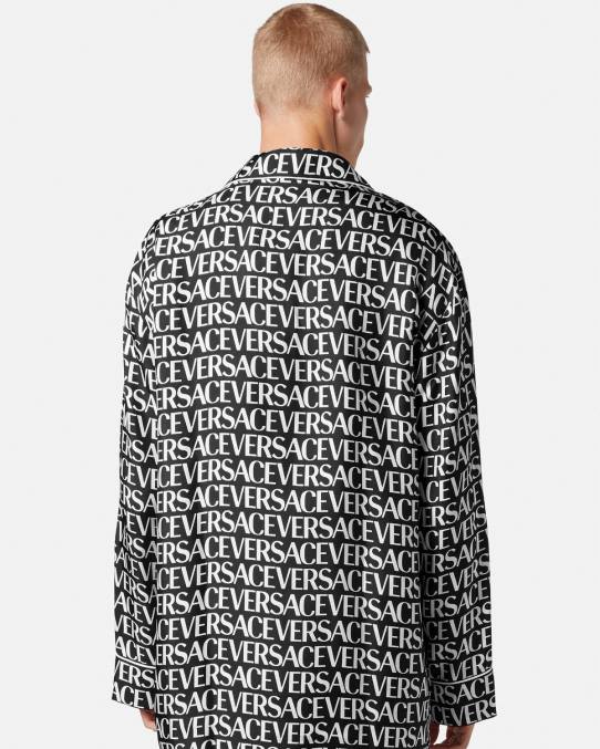 Versace ropa interior y ropa de playa hombres top de pijama integral 6BPV1737 negro y estampado