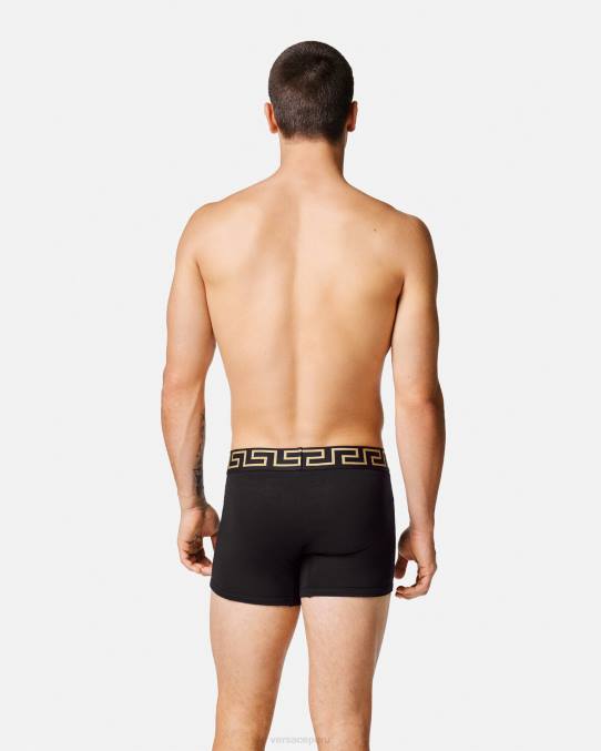 Versace ropa interior y ropa de playa hombres Pack de 2 calzoncillos largos con borde de Greca 6BPV1761 negro