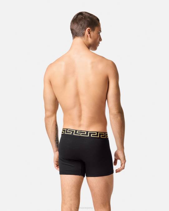 Versace ropa interior y ropa de playa hombres Pack de 2 calzoncillos largos con borde de Greca 6BPV1763 blanco negro