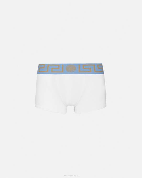 Versace ropa interior y ropa de playa hombres calzoncillos con borde de greca 6BPV1744 blanco