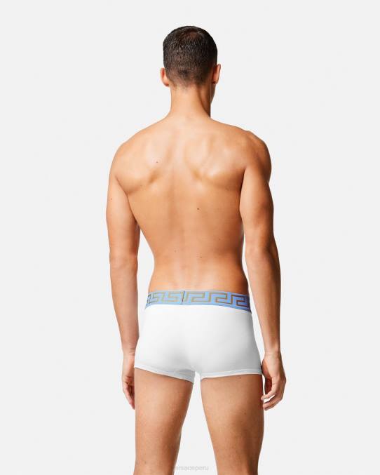 Versace ropa interior y ropa de playa hombres calzoncillos con borde de greca 6BPV1744 blanco