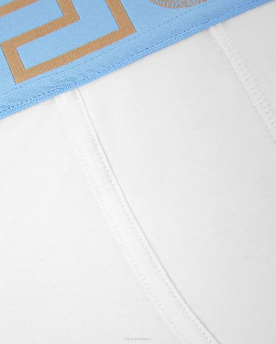Versace ropa interior y ropa de playa hombres calzoncillos con borde de greca 6BPV1744 blanco