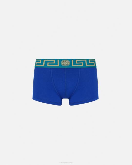 Versace ropa interior y ropa de playa hombres calzoncillos con borde de greca 6BPV1745 azul