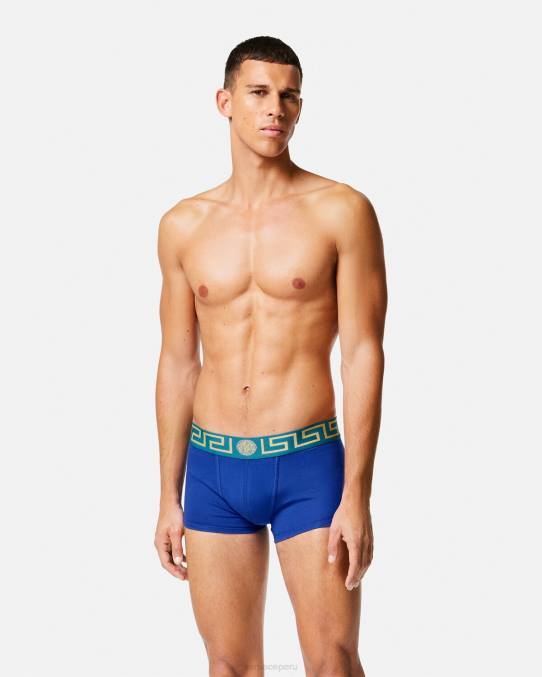 Versace ropa interior y ropa de playa hombres calzoncillos con borde de greca 6BPV1745 azul