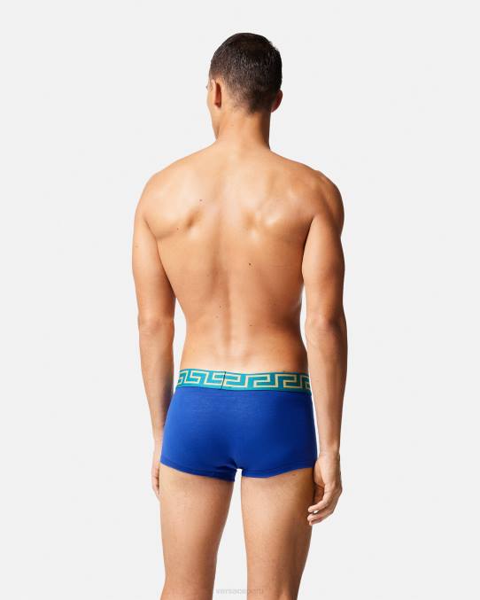 Versace ropa interior y ropa de playa hombres calzoncillos con borde de greca 6BPV1745 azul