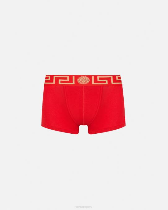 Versace ropa interior y ropa de playa hombres calzoncillos con borde de greca 6BPV1754 rojo