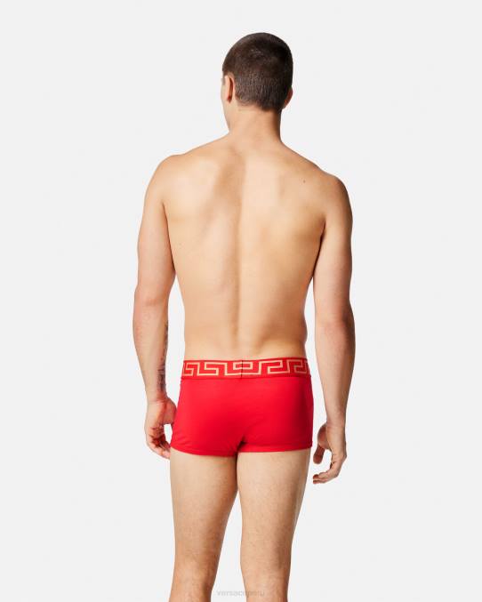 Versace ropa interior y ropa de playa hombres calzoncillos con borde de greca 6BPV1754 rojo