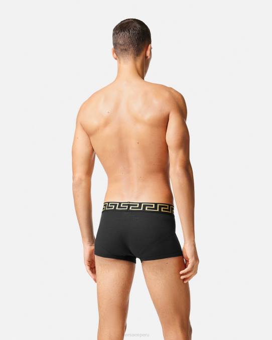 Versace ropa interior y ropa de playa hombres calzoncillos con borde de greca 6BPV1755 negro