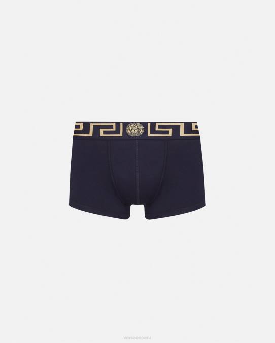 Versace ropa interior y ropa de playa hombres calzoncillos con borde de greca 6BPV1756 azul
