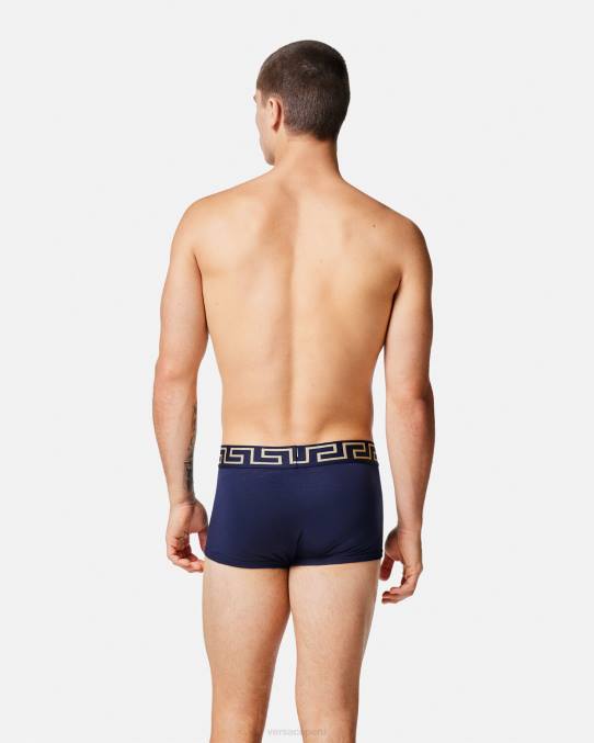 Versace ropa interior y ropa de playa hombres calzoncillos con borde de greca 6BPV1756 azul