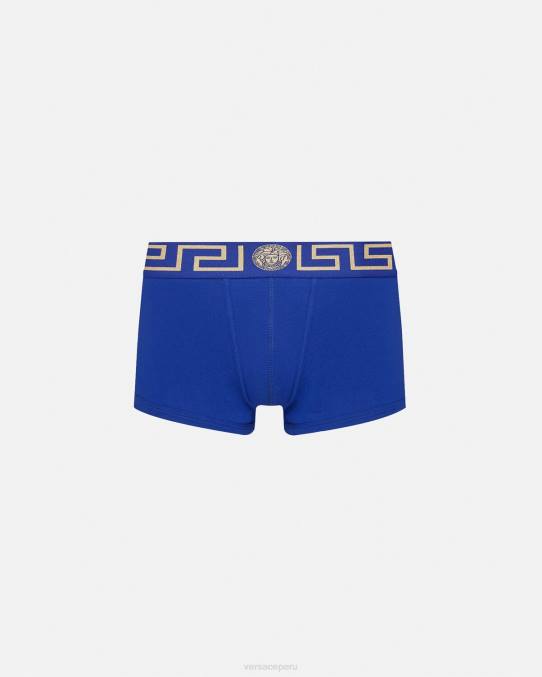 Versace ropa interior y ropa de playa hombres calzoncillos con borde de greca 6BPV1757 azul