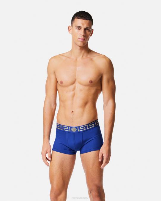 Versace ropa interior y ropa de playa hombres calzoncillos con borde de greca 6BPV1757 azul