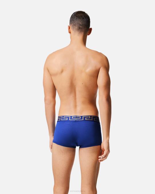 Versace ropa interior y ropa de playa hombres calzoncillos con borde de greca 6BPV1757 azul
