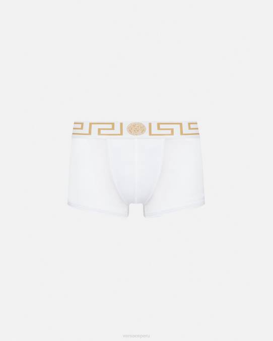 Versace ropa interior y ropa de playa hombres calzoncillos con borde de greca 6BPV1758 Oro blanco