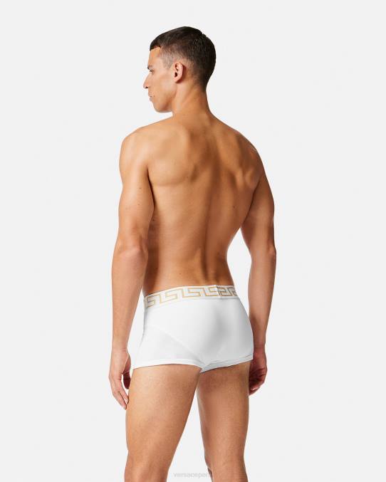 Versace ropa interior y ropa de playa hombres calzoncillos con borde de greca 6BPV1758 Oro blanco