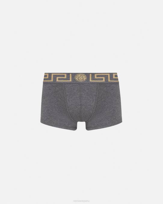 Versace ropa interior y ropa de playa hombres calzoncillos con borde de greca 6BPV1759 gris