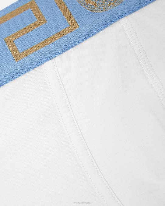 Versace ropa interior y ropa de playa hombres calzoncillos largos con borde de greca 6BPV1746 blanco