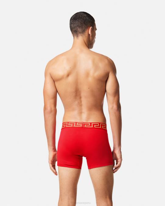 Versace ropa interior y ropa de playa hombres calzoncillos largos con borde de greca 6BPV1766 rojo