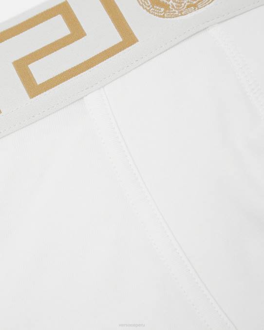 Versace ropa interior y ropa de playa hombres calzoncillos largos con borde de greca 6BPV1767 Oro blanco