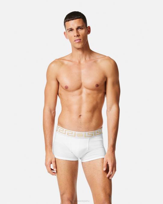 Versace ropa interior y ropa de playa hombres pack de 2 calzoncillos con borde con greca 6BPV1752 blanco negro