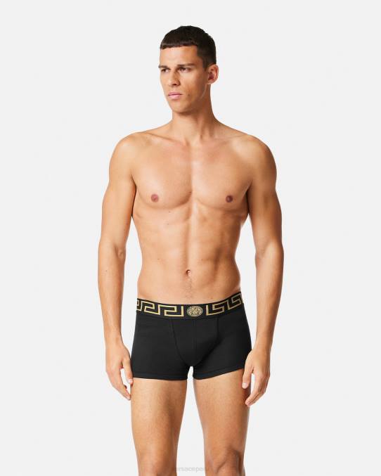 Versace ropa interior y ropa de playa hombres pack de 2 calzoncillos con borde con greca 6BPV1752 blanco negro