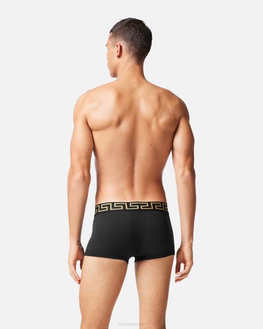 Versace ropa interior y ropa de playa hombres pack de 2 calzoncillos con borde con greca 6BPV1752 blanco negro