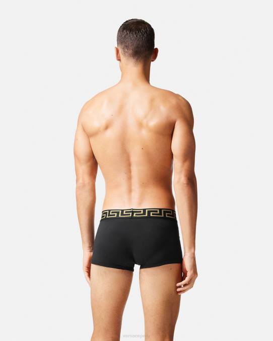 Versace ropa interior y ropa de playa hombres pack de 2 calzoncillos con borde con greca 6BPV1753 negro