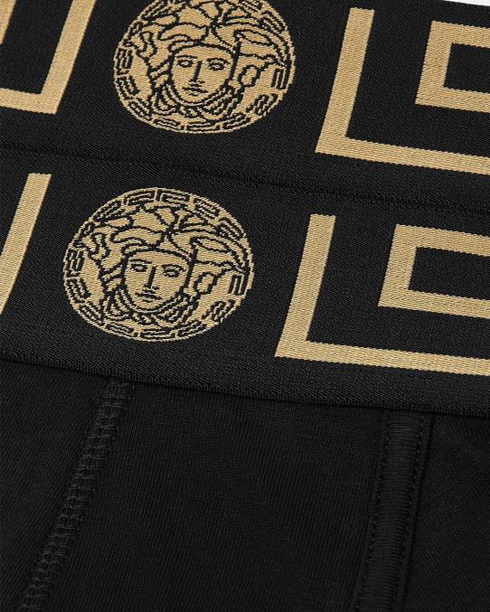 Versace ropa interior y ropa de playa hombres pack de 2 calzoncillos con borde con greca 6BPV1753 negro