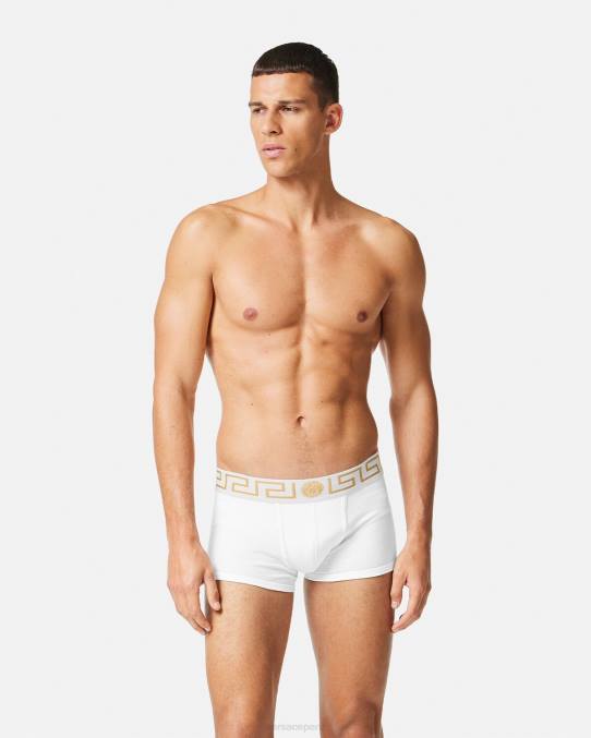 Versace ropa interior y ropa de playa hombres pack de 3 calzoncillos con borde con greca 6BPV1749 Oro blanco
