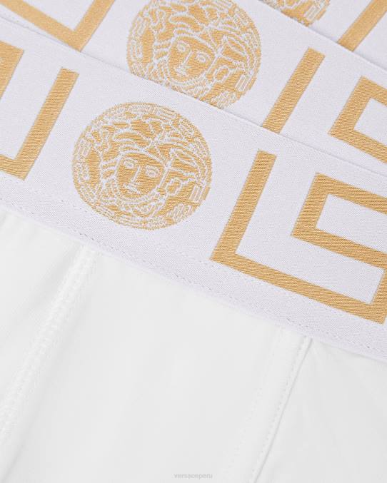 Versace ropa interior y ropa de playa hombres pack de 3 calzoncillos con borde con greca 6BPV1749 Oro blanco