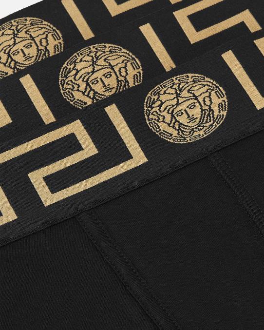 Versace ropa interior y ropa de playa hombres pack de 3 calzoncillos con borde con greca 6BPV1750 negro