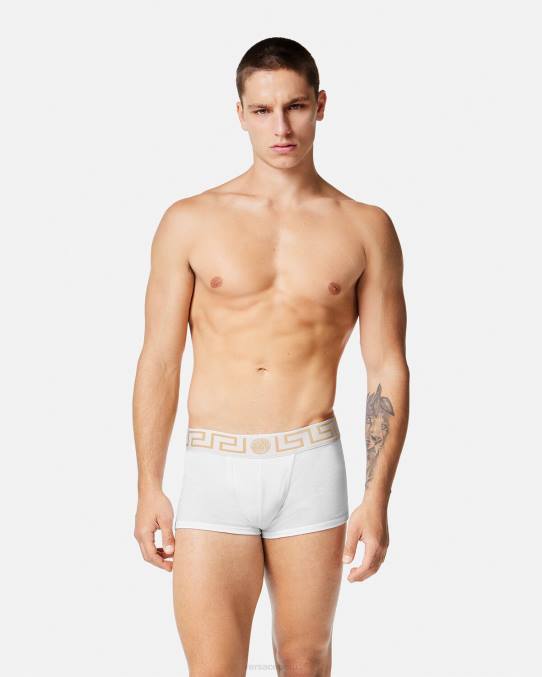 Versace ropa interior y ropa de playa hombres pack de 3 calzoncillos con borde con greca 6BPV1751 blanco y negro y gris