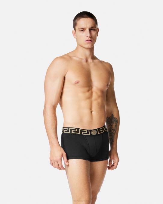Versace ropa interior y ropa de playa hombres pack de 3 calzoncillos con borde con greca 6BPV1751 blanco y negro y gris