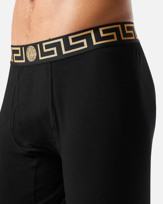 Versace ropa interior y ropa de playa hombres ropa interior larga con borde de greca 6BPV1760 negro