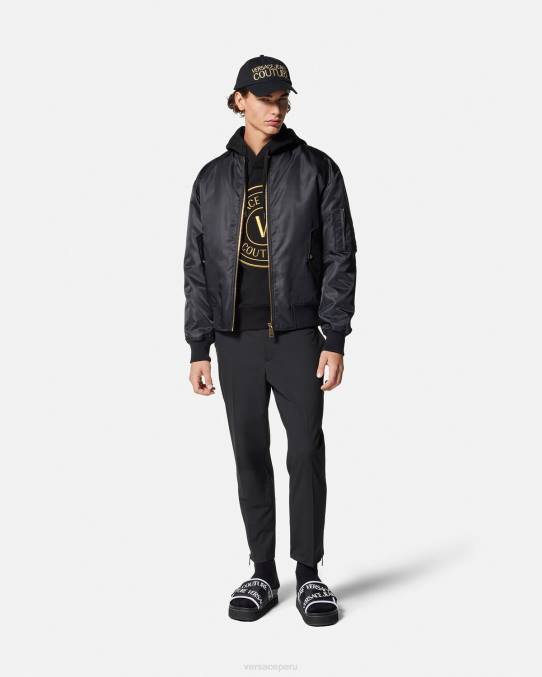 Versace ropa hombres sudadera con capucha y emblema en V 6BPV2364 oro negro