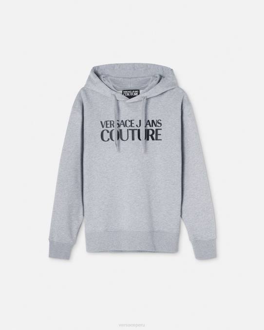 Versace ropa hombres sudadera con capucha y logo 6BPV2378 gris