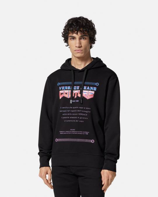 Versace ropa hombres sudadera con capucha y logo de garantía 6BPV2366 negro