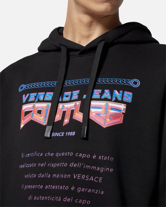 Versace ropa hombres sudadera con capucha y logo de garantía 6BPV2366 negro