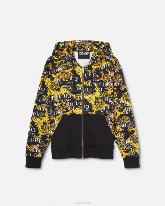 Versace ropa hombres sudadera con logo y cremallera 6BPV2403 oro negro